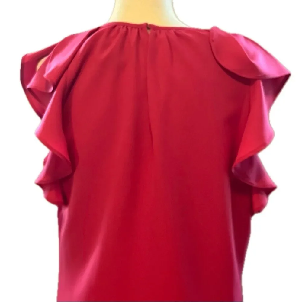 Duffield Lane Ruffle Sleeve Lined Midi Dress Raspberry Pink Size XS